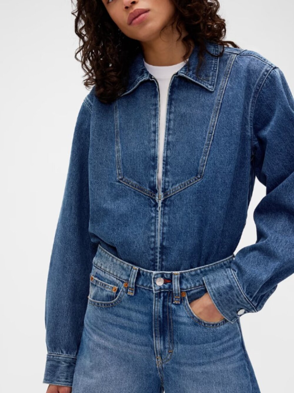Gap × Victoria Beckham Denim Zip Shirt (size small - new with tags) - Picture 4 of 4